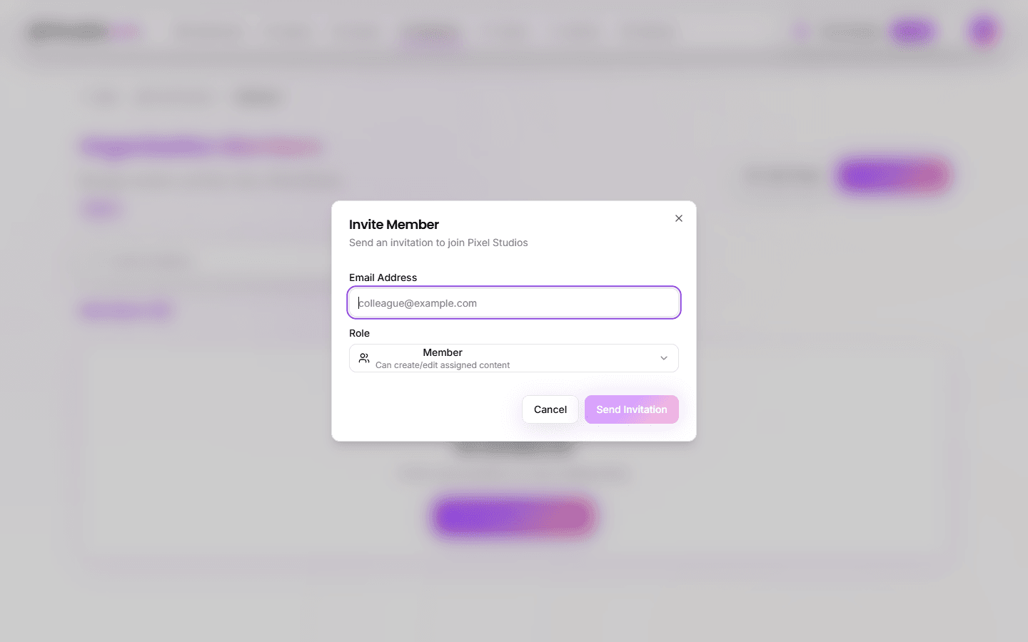 Invite Team Member Modal