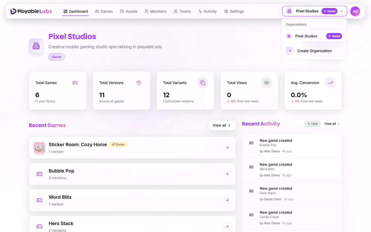 Organization Selector Dropdown